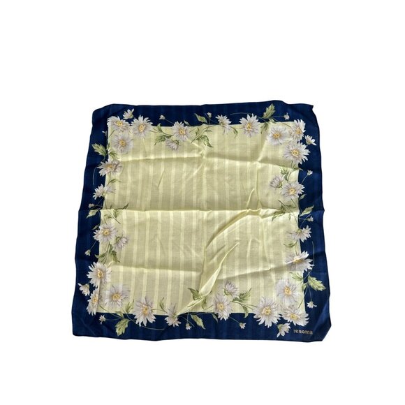 RENOMA Paris Floral Daisy Print 16" by 16" Cotton Scarf - Picture 6 of 6